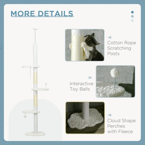 PawHut Floor To Ceiling Cat Tree Adjustable Height