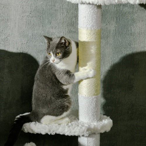 PawHut Floor To Ceiling Cat Tree Adjustable Height